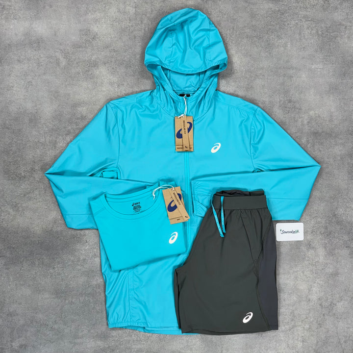 Asics Core Jacket 3-Piece Short Set Energy Aqua