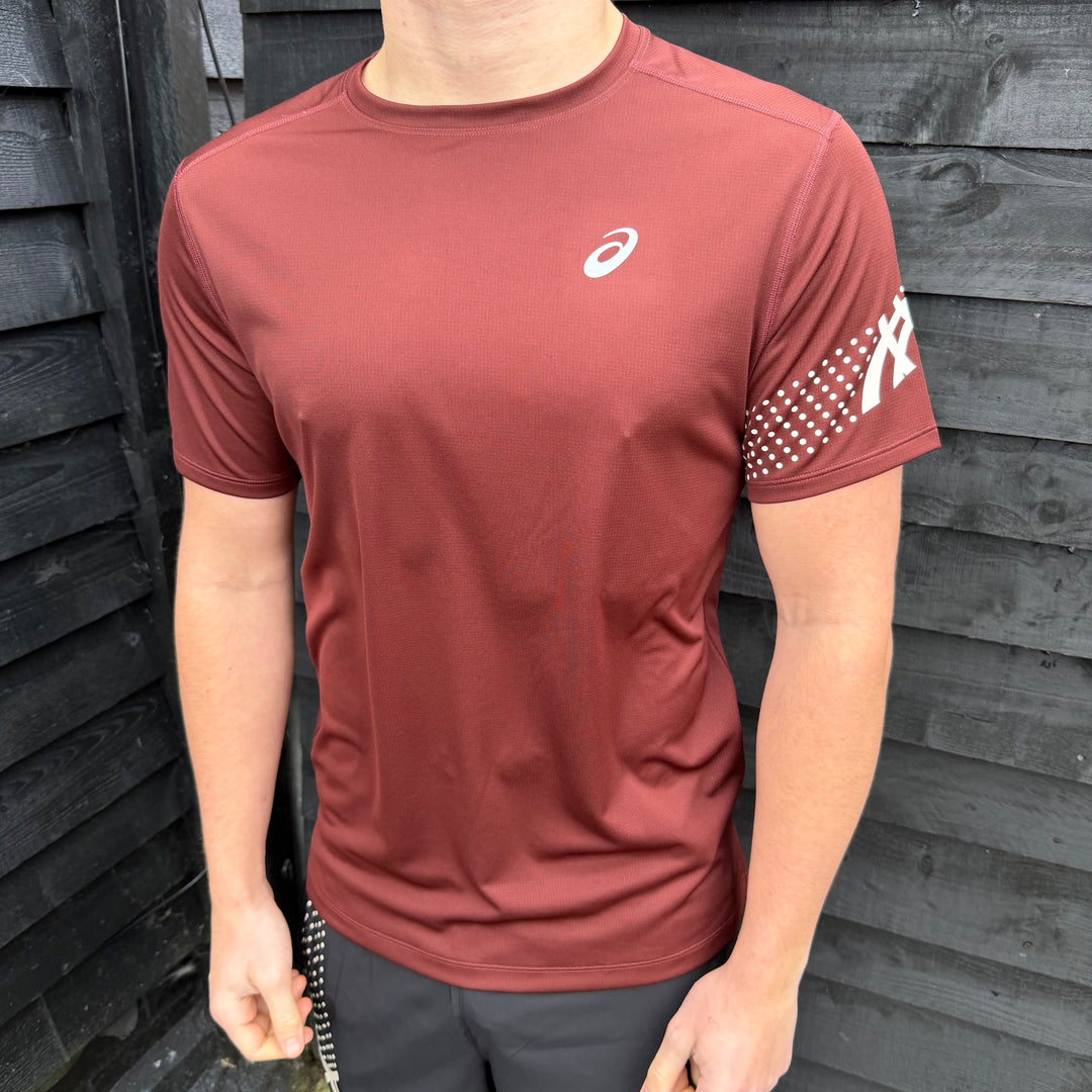 Asics Icon T-Shirt Burgundy & Black Icon  7” Shorts Set