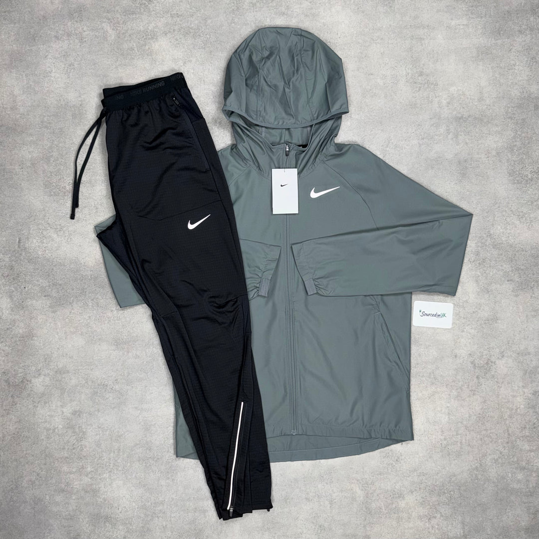 Nike Essentials Windbreaker Jacket Grey & Black Phenom Bottoms Set