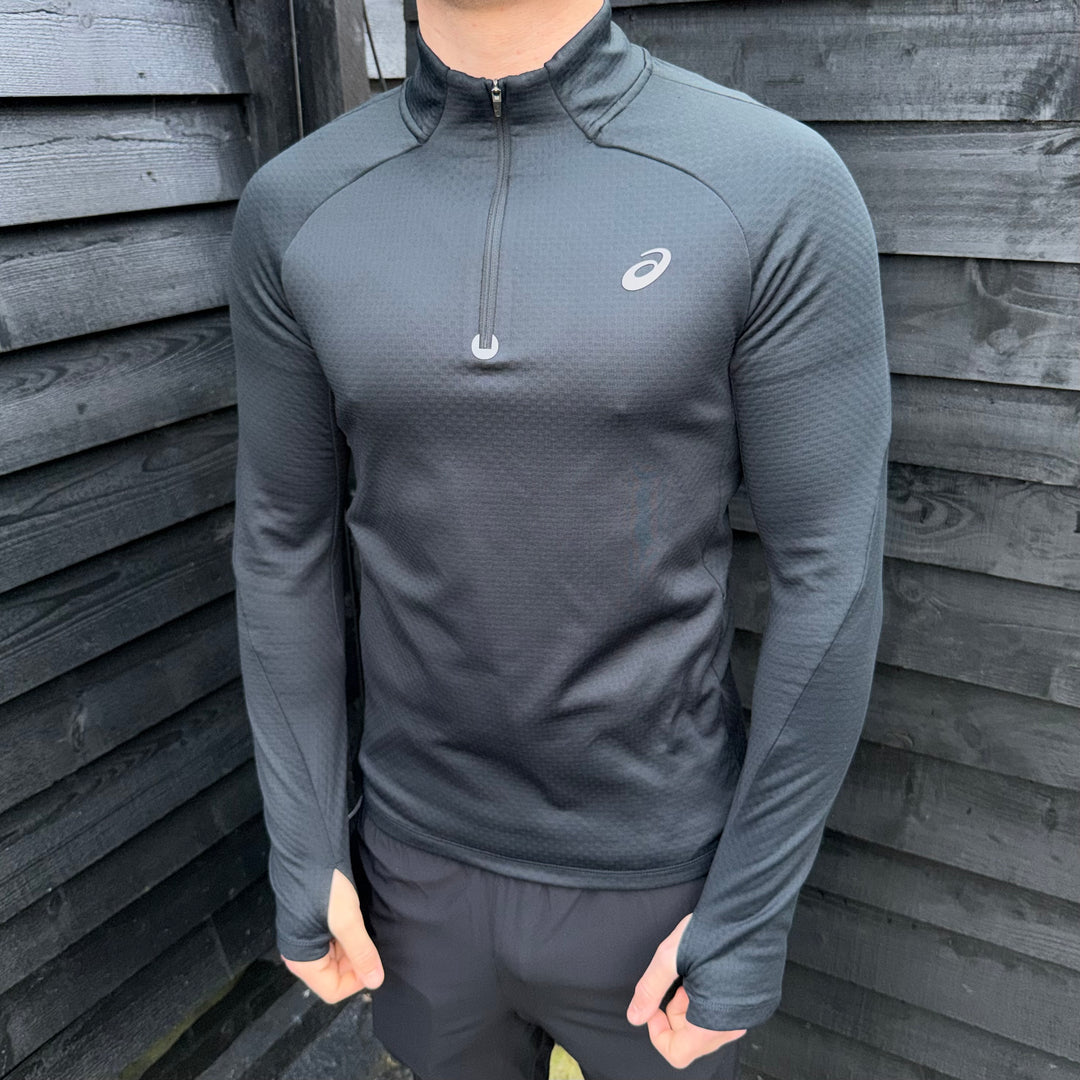 Asics Therma 1/4 Zip Ice Black & Asics Core Bottoms Black