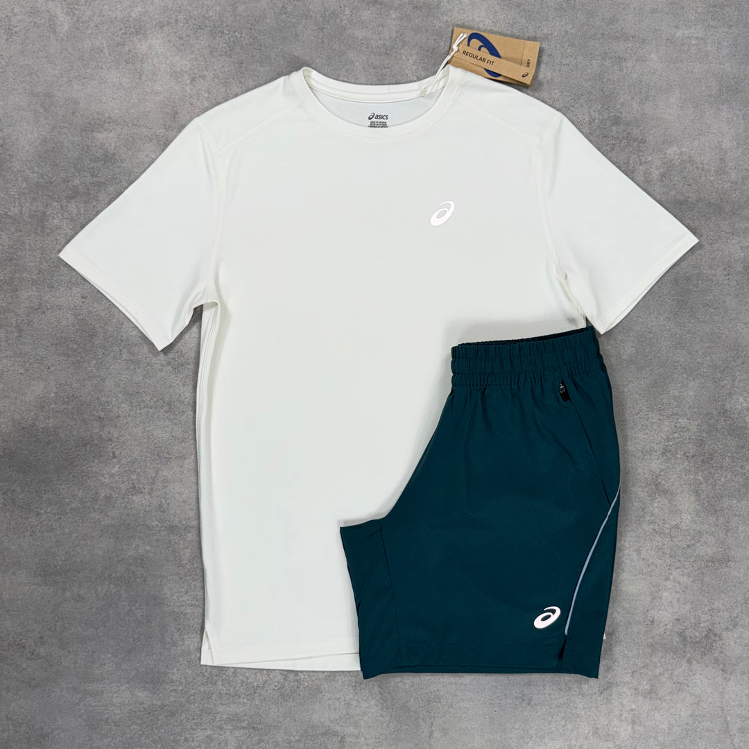 Asics Core T-Shirt & 7” Curve Shorts Saxon Green