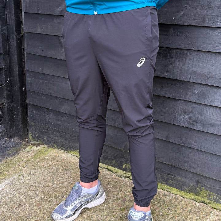 Asics Block Windrunner Jacket Black/Grey & Black Core Bottoms Set