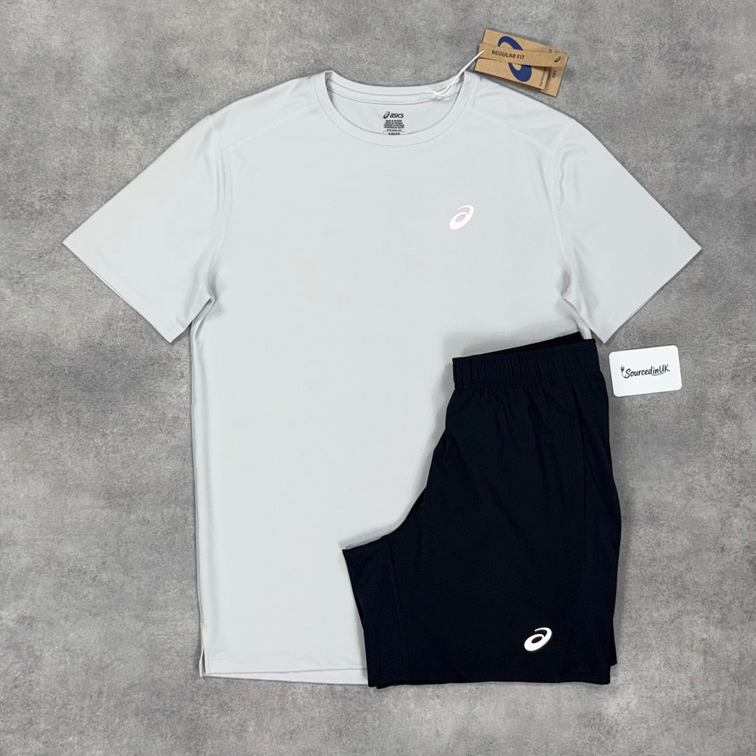 Asics Core T-Shirt Mesh White & Grey/Black 7” Core Shorts Set