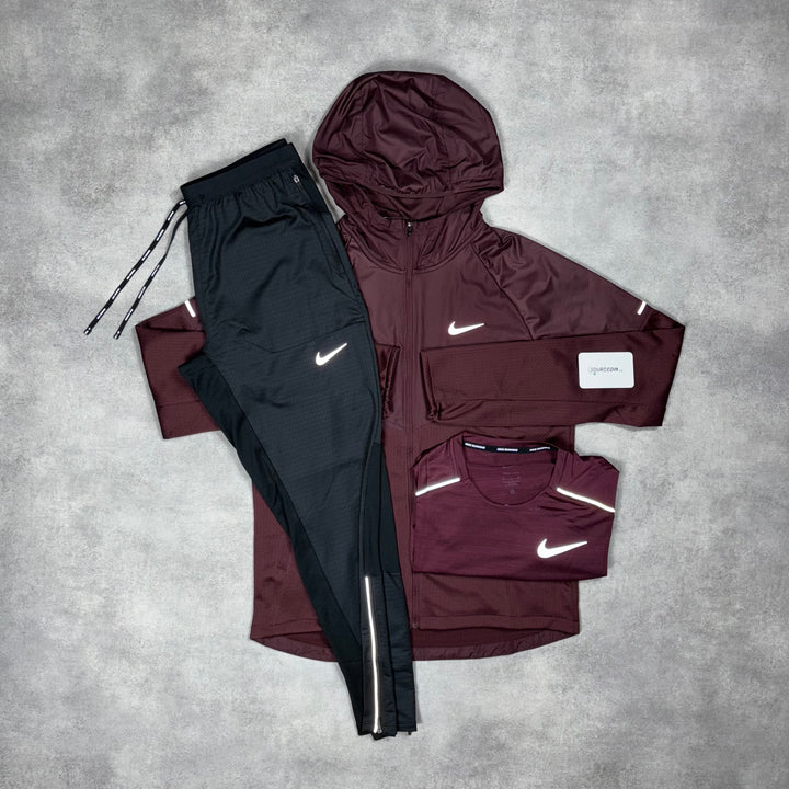 Nike Sphere Miler Repel Jacket 3-Piece Phenom Bottom Set Midnight Maroon