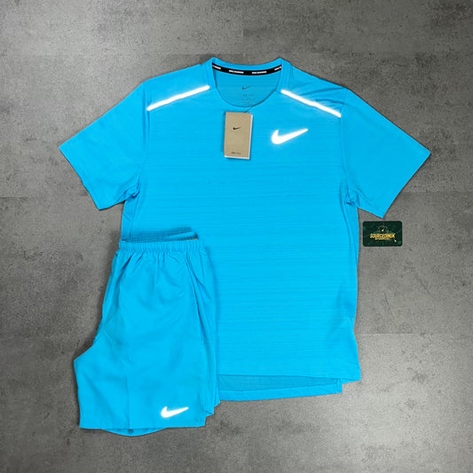 Nike Miler 1.0 T-Shirt Baltic Blue & Baltic Blue Challenger 7" Short Set