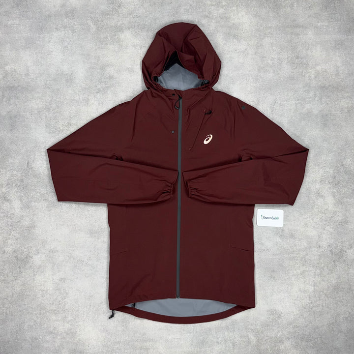 Asics Metarun Shell Jacket Burgundy & Black Core Bottoms Set