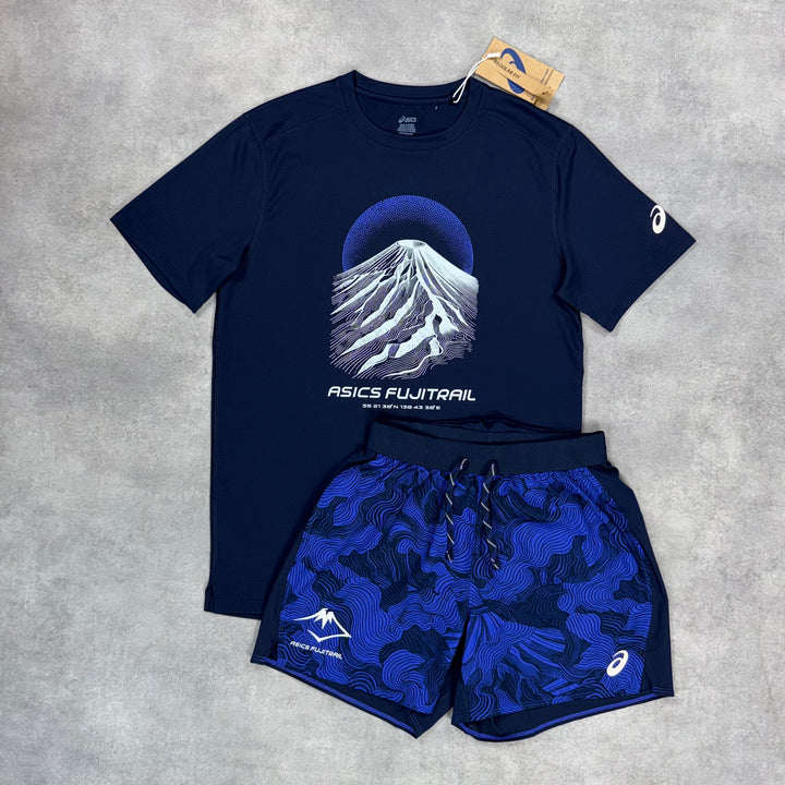 Asics FujiTrail Windrunner Jacket 3-Piece Short Set Navy
