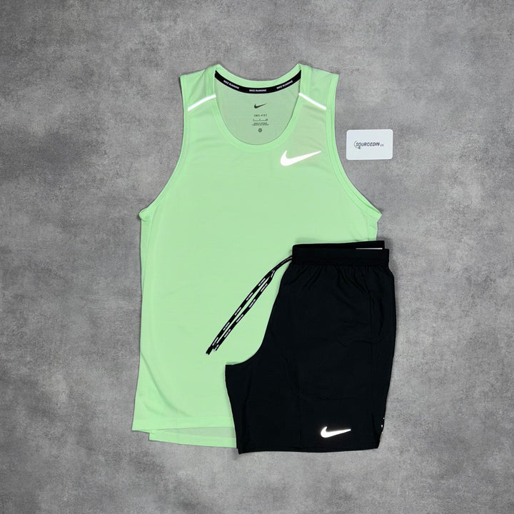 Nike Miler Vest Vapour Green & Grey/Black Flex Stride Short Set
