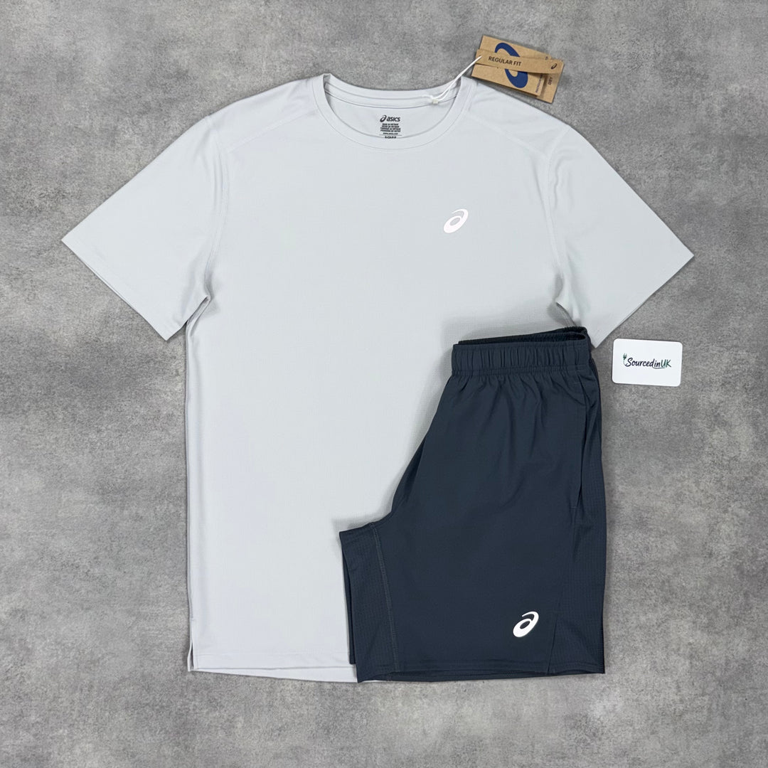 Asics Core T-Shirt Mesh White & Grey/Black 7” Core Shorts Set