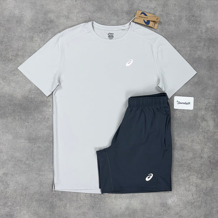 Asics Core T-Shirt Mesh White & Grey/Black 7” Core Shorts Set