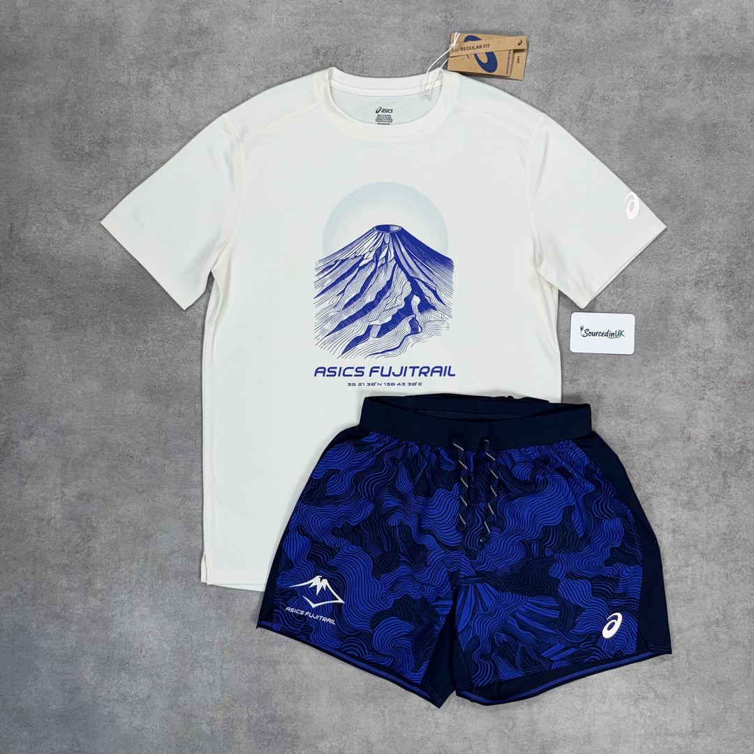 Asics FujiTrail Windrunner Jacket 3-Piece Short Set Navy/White