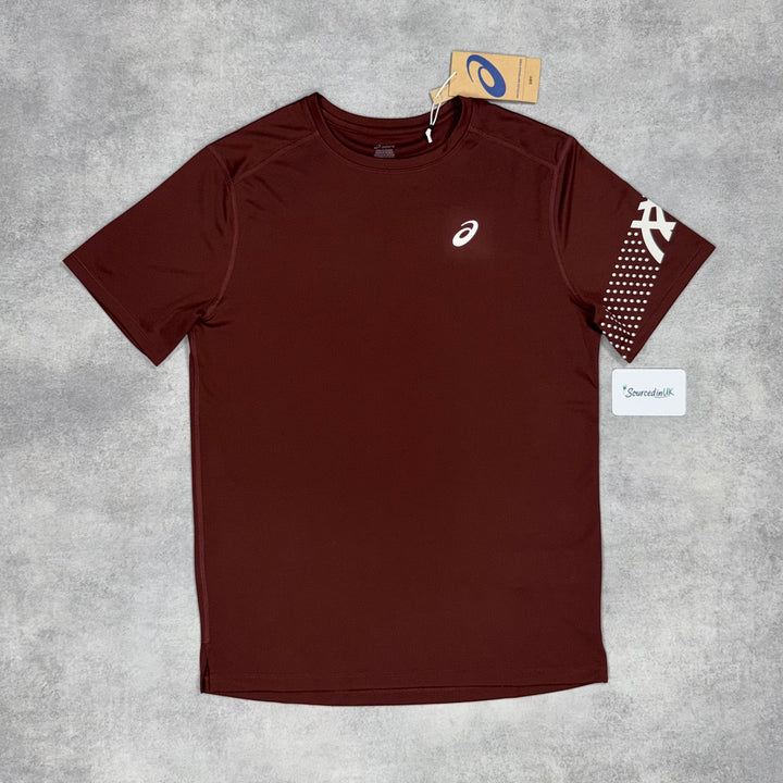 Asics Icon T-Shirt Burgundy & Black Icon  7” Shorts Set