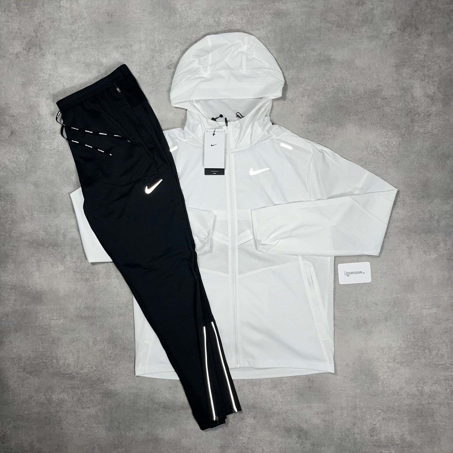 Nike Uv Windbreaker Jacket “White” &  Black/Grey Phenom Bottoms Set