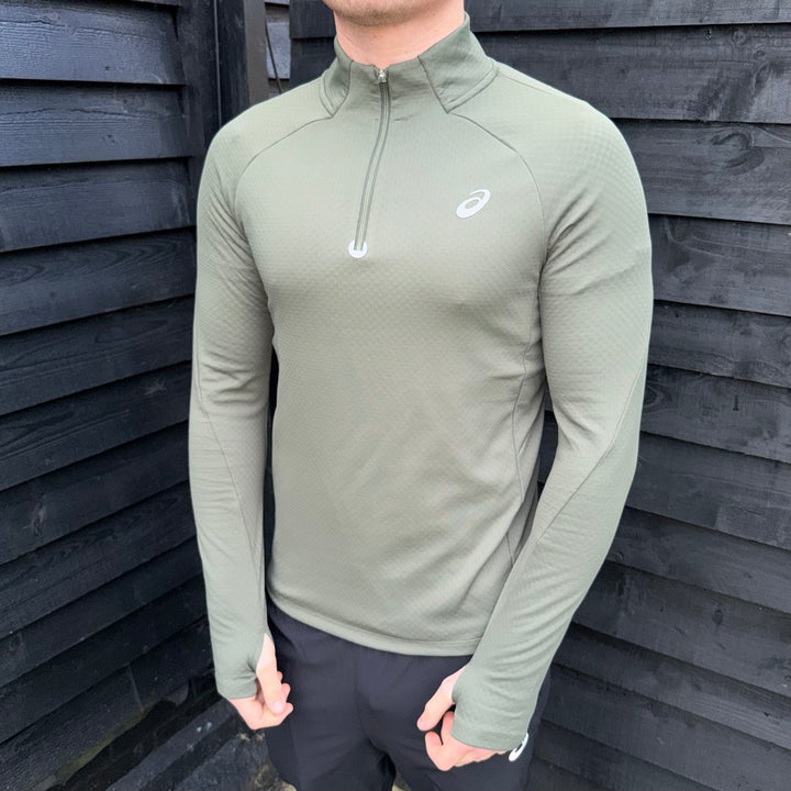 Asics Therma 1/4 Zip Khaki & Asics Core Bottoms Black