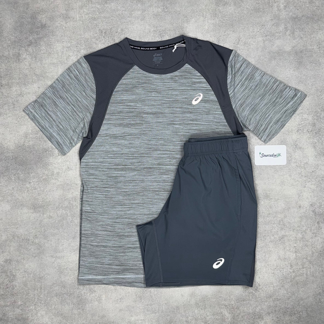 Asics Road T-Shirt Grey & Grey 7” Core Shorts Set