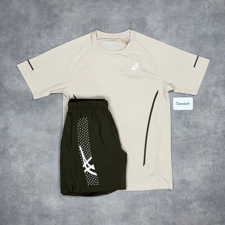 Asics Curve T-Shirt Birch & Brown Icon  7” Shorts Set