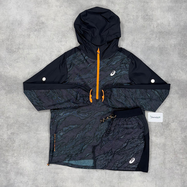 Asics FujiTrail Windrunner Jacket 3-Piece Short Set Orange Truffel