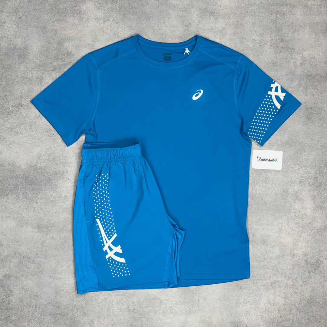 Asics Icon T-Shirt Shorts Set Deep Blue