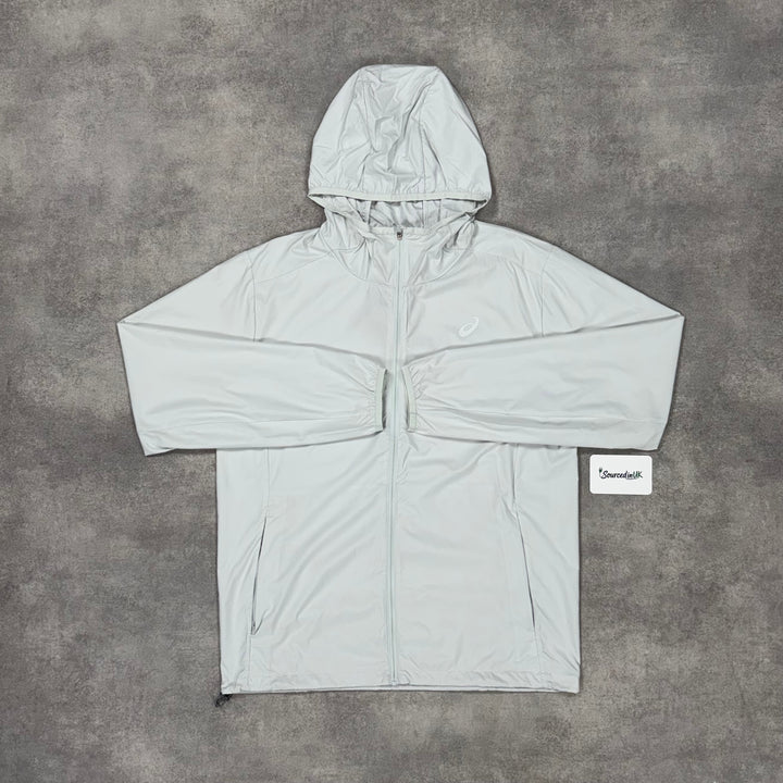 Asics Repel Windrunner Jacket Ice White & Black Core Bottoms Set
