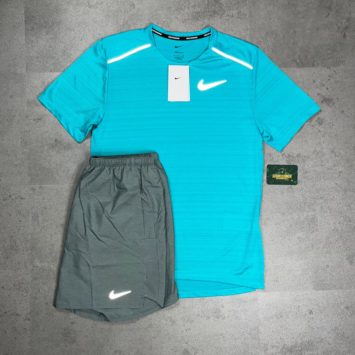 Nike Miler 1.0 T-Shirt Dusty Cactus & Nike Challenger Short Black/Grey Set