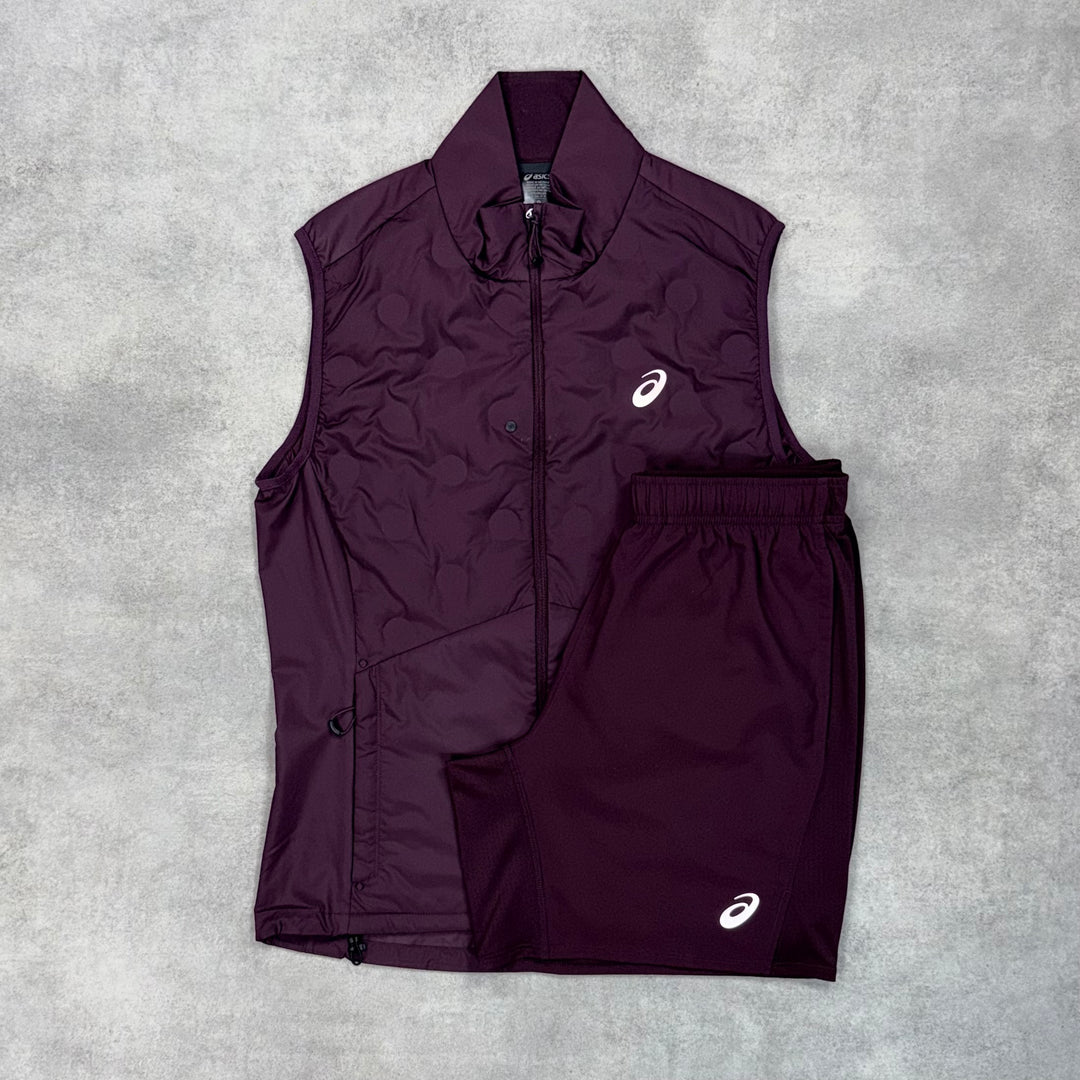 Asics Road Gilet 3-Piece Shorts Set Dark Currant