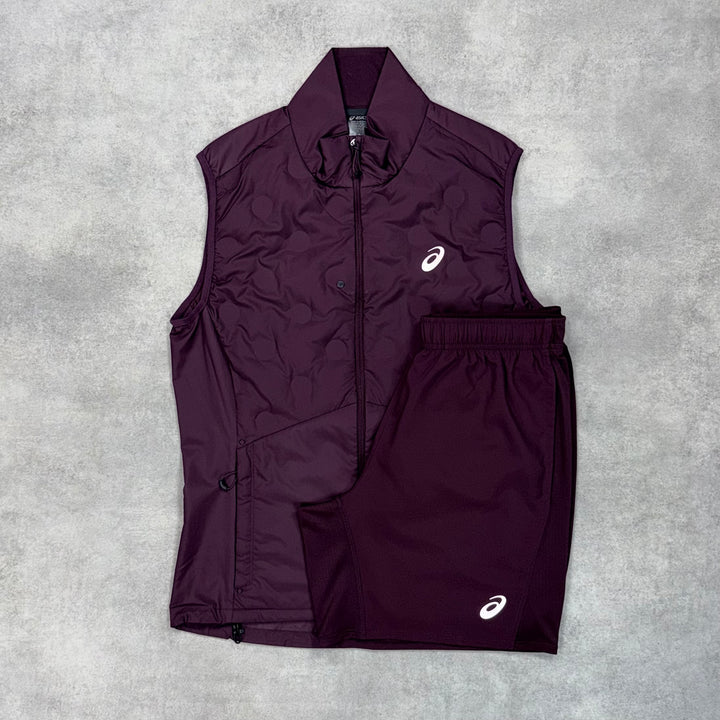 Asics Road Gilet 3-Piece Shorts Set Dark Currant