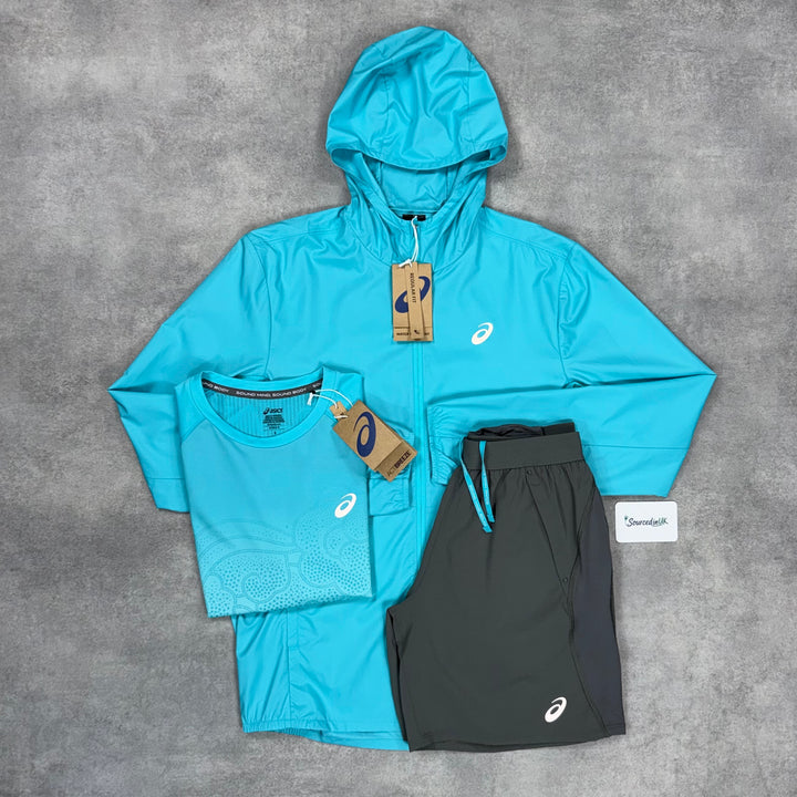 Asics Core Jacket 3-Piece Short Set Energy Aqua