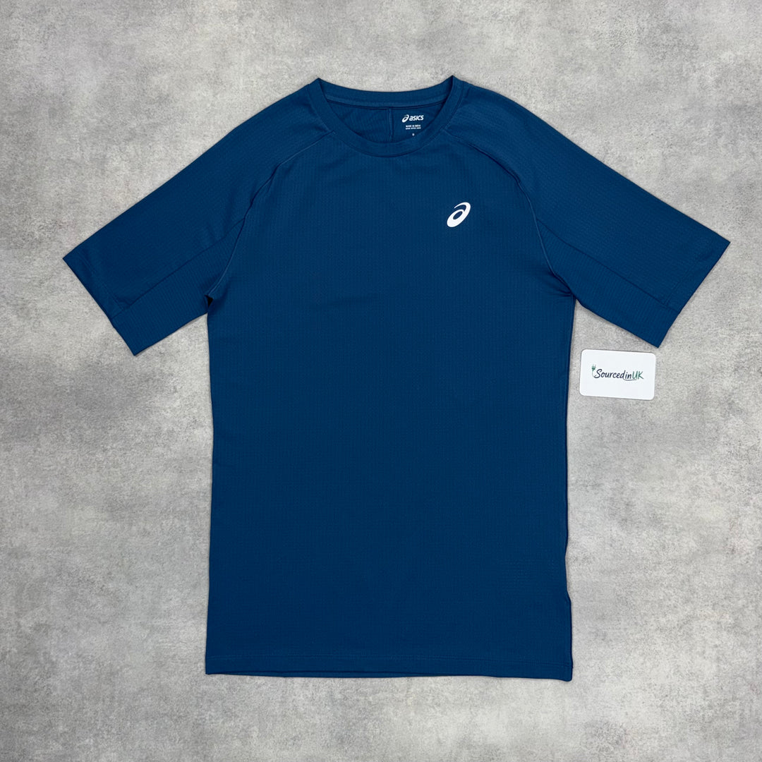 Asics Curve T-Shirt Twilight Blue & Twilight Blue Back Pocket  7” Shorts Set
