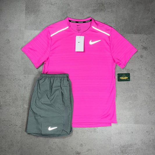 Nike Miler 1.0 T-Shirt “Fuchsia Pink” & Nike Challenger Short Black/Grey Set