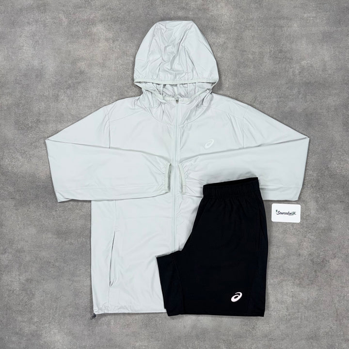 Asics Repel Windrunner Jacket Ice White & Black 7” Challenger Short Set
