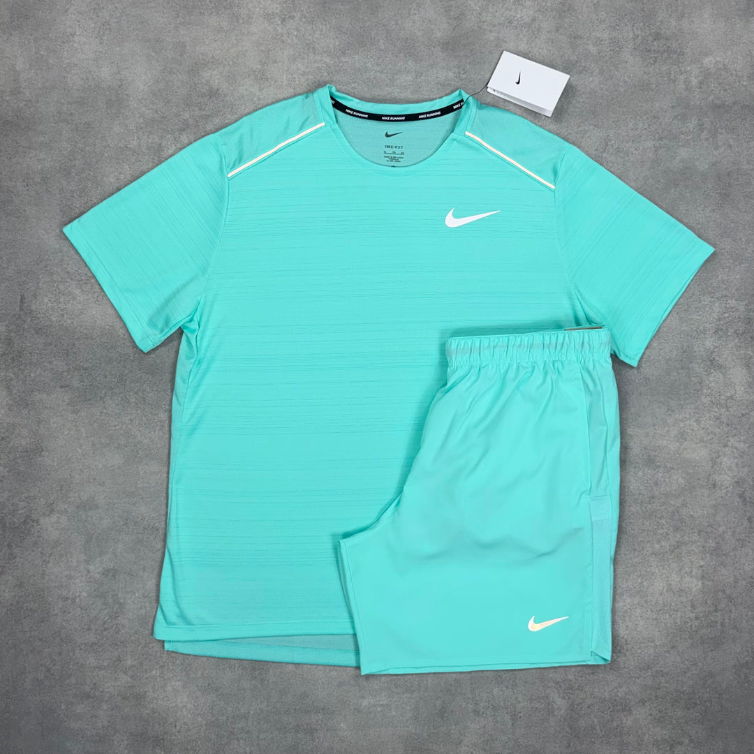 Nike Miler 1.0 T-Shirt & Nike 7” Challenger Short Hyper Turquoise