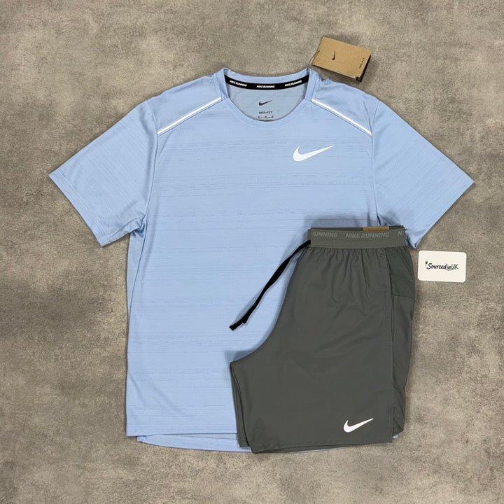 Nike Miler T-Shirt Cobalt Bliss & Grey/Black 7" Flex Short Set