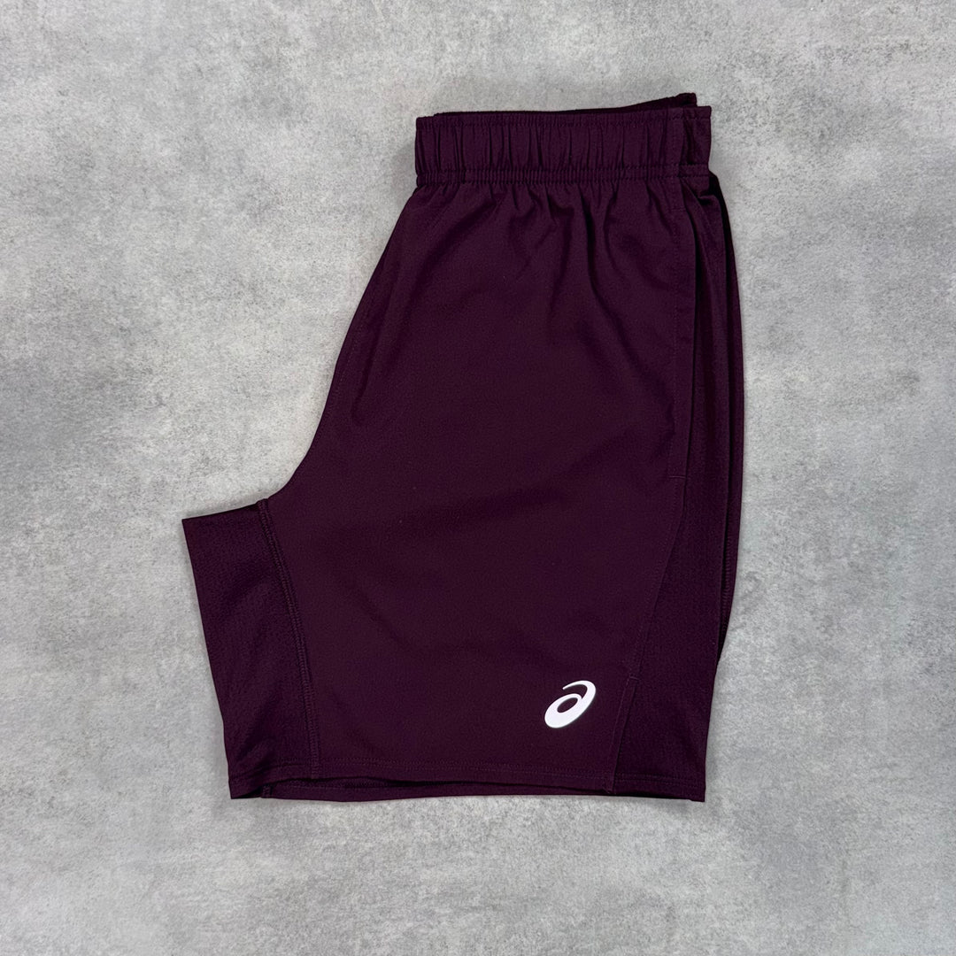 Asics Core 1/4 Dark Currant & Dark Currant 7" Core Challenger Short Set