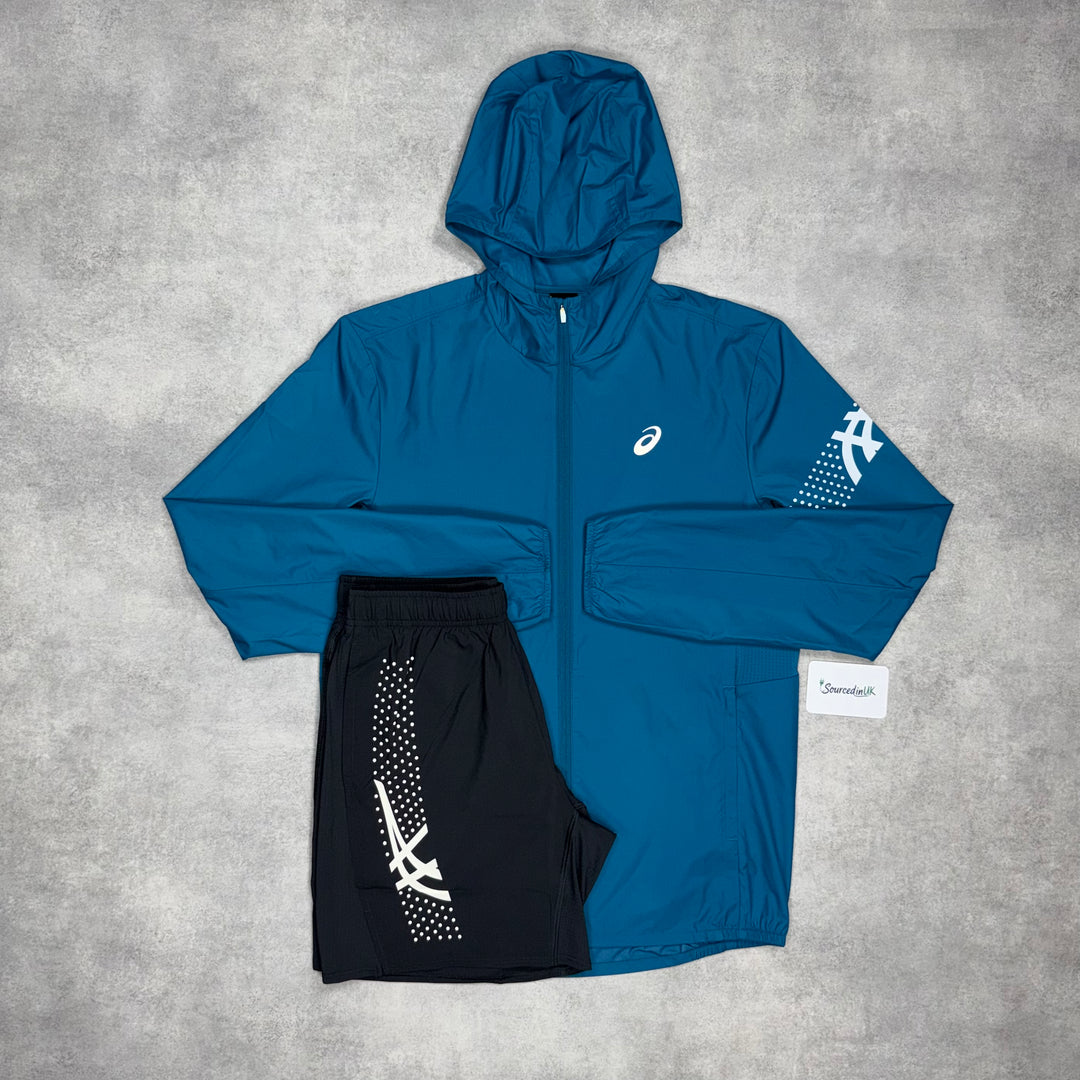 Asics Icon Windrunner Jacket & 7” Icon Challenger Short Set Dark Teal