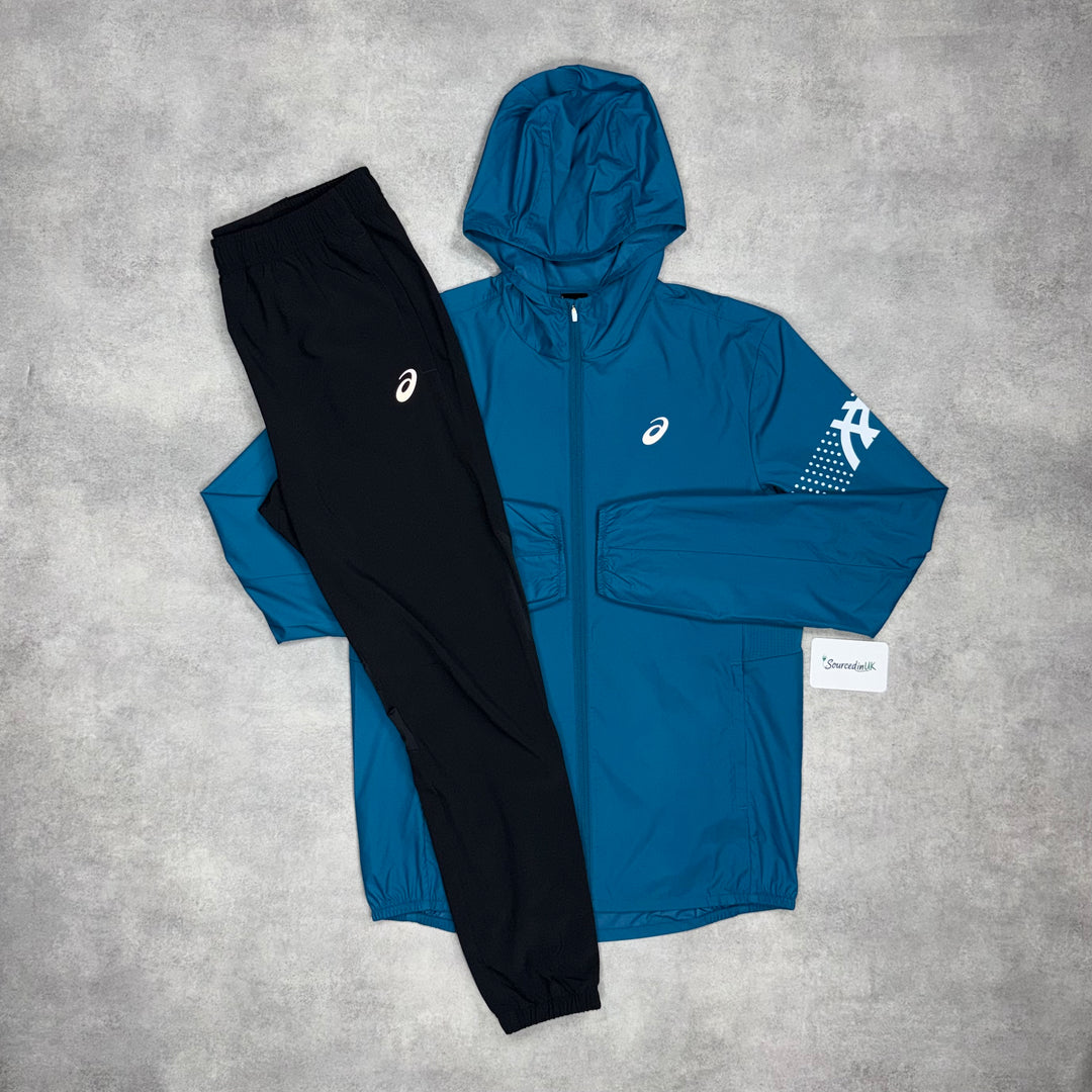 Asics Icon Windrunner Dark Teal & Black Core Bottoms Set