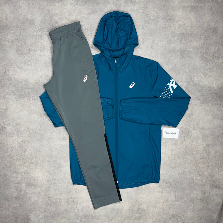 Asics Icon Windrunner Dark Teal & Grey/Black Silver Bottoms Set