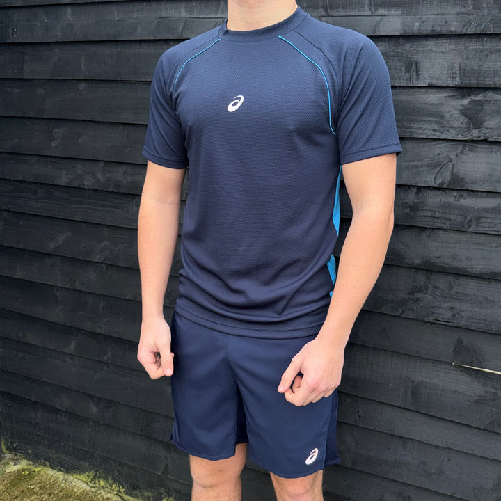 Asics Curve T-Shirt Midnight & Challenger Midnight 7” Shorts Set