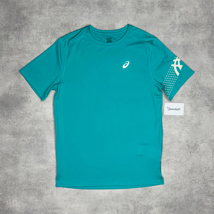 Asics Icon T-Shirt Wavy Teal & Black Icon  7” Shorts Set