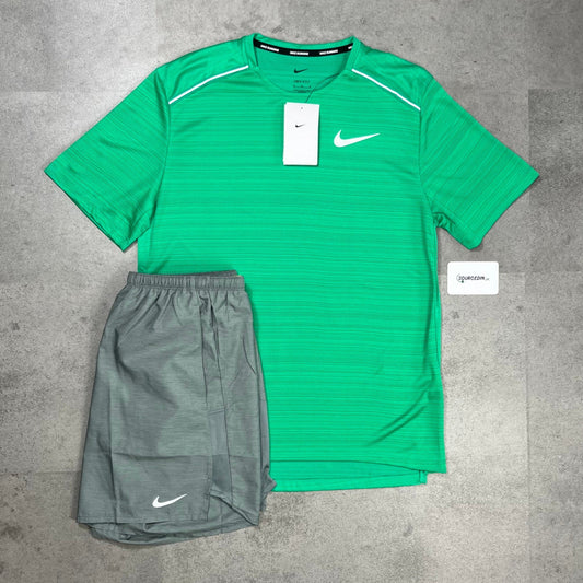 Nike Miler 1.0 T-Shirt Emerald & Nike 7” Challenger Short Black/Grey Set