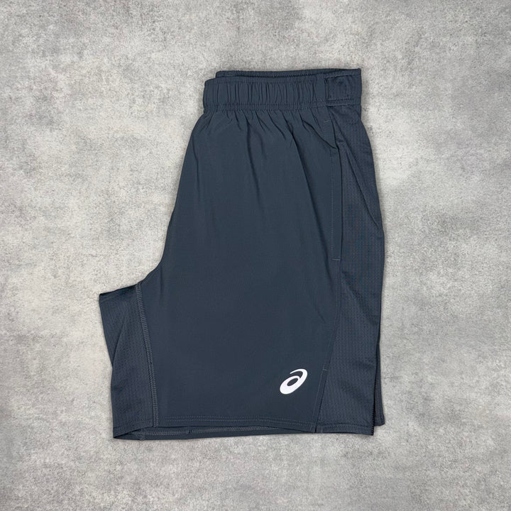 Asics Core Windrunner Jacket Grey/Green & Grey 7” Challenger Short Set