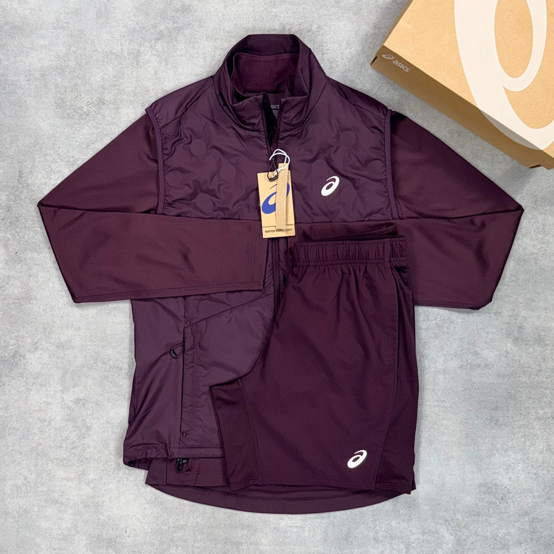 Asics Road Gilet 3-Piece Shorts Set Dark Currant