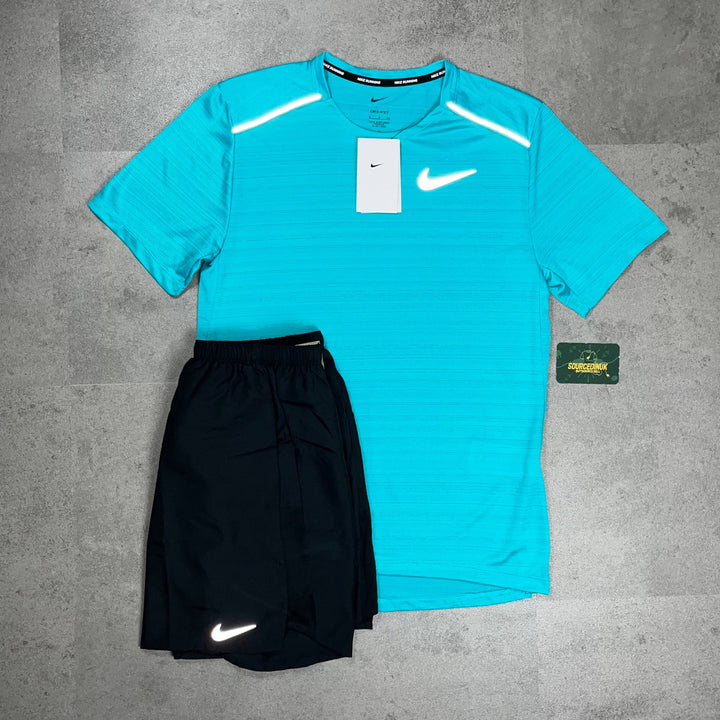 Nike Miler 1.0 T-Shirt Dusty Cactus & Nike Challenger Short Black/Grey Set