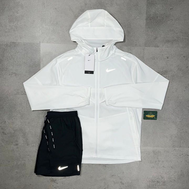 Nike Uv Windbreaker & Flex Stride Short Set “White/Black”