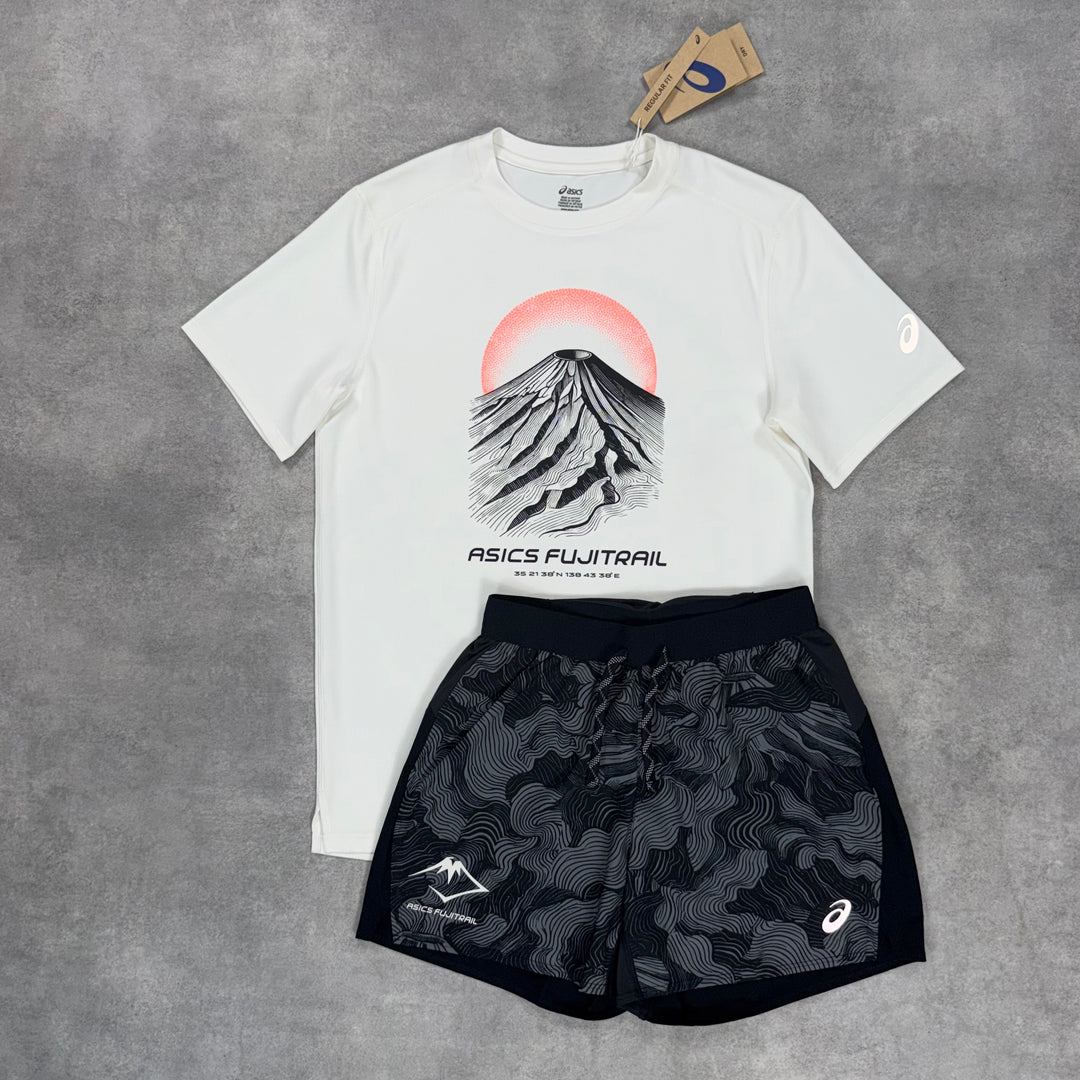 Asics Fujitrail T-Shirt 5” FujiTrail Short Set White Black