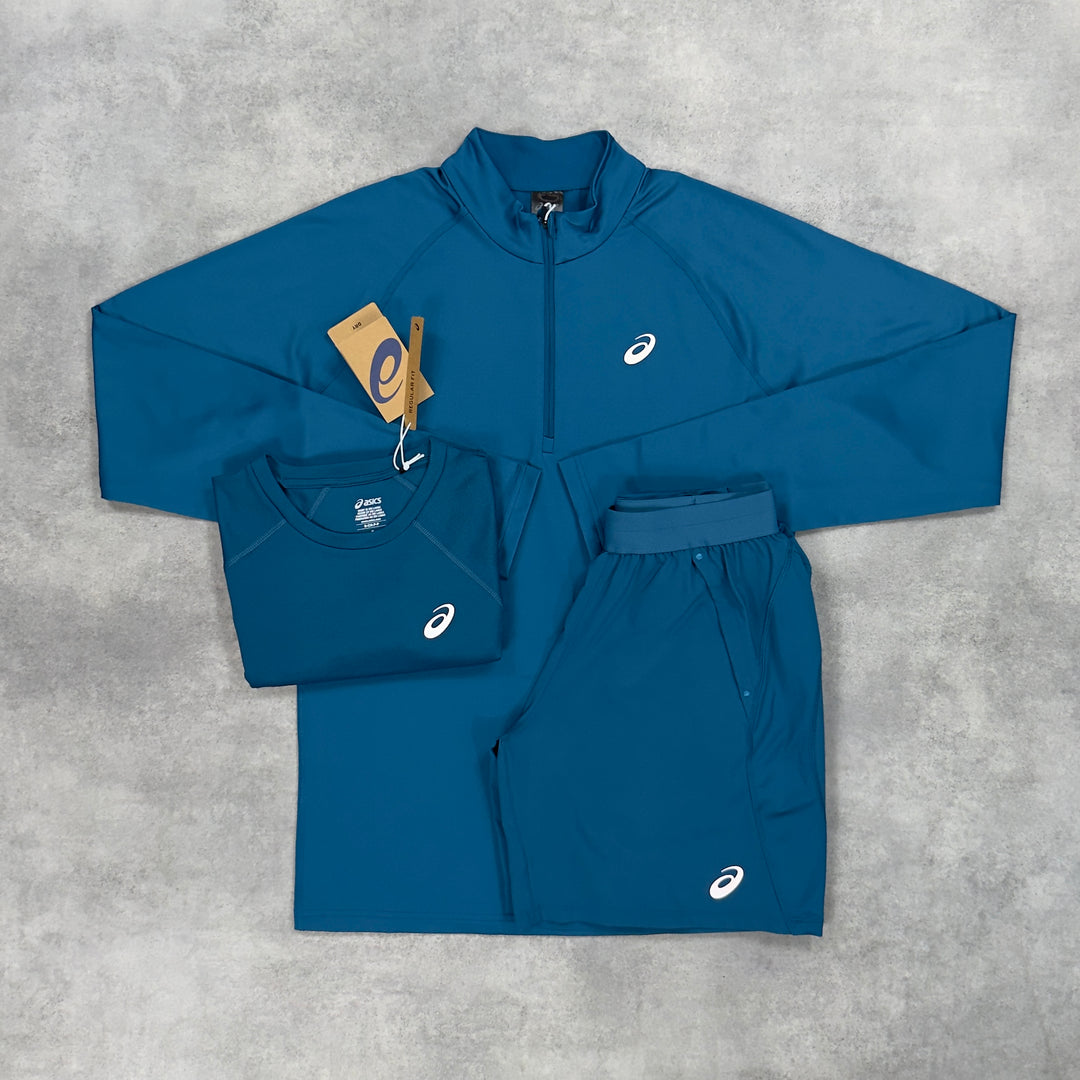 Asics Core 1/4 Zip 3-Short Dark Teal