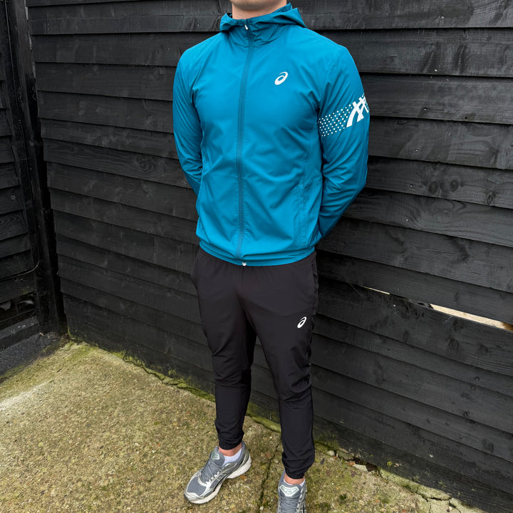 Asics Icon Windrunner Dark Teal & Black Core Bottoms Set