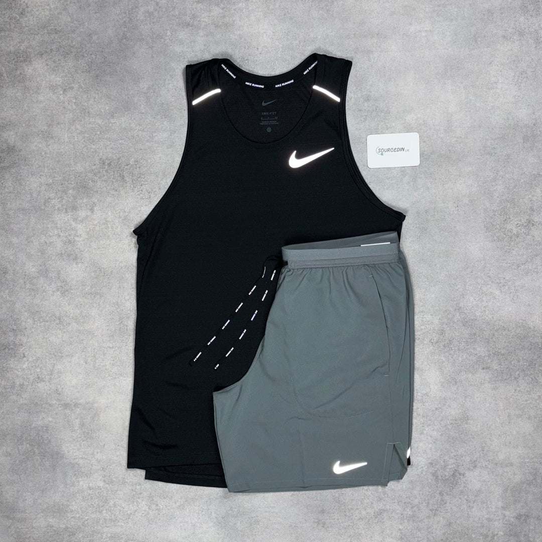 Nike Miler Vest Black & Grey/Black Flex Stride Short Set