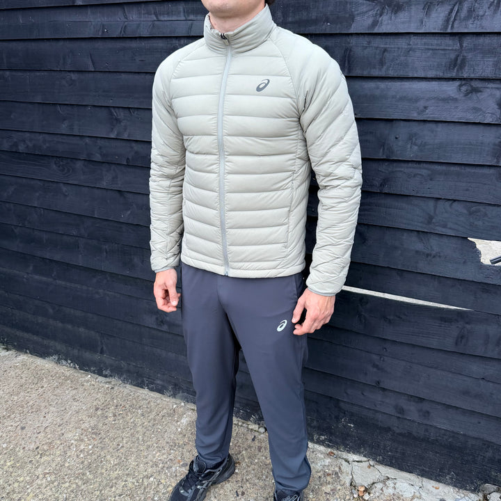 Asics Core Puffer Jacket Cream & Grey Core Bottoms Set