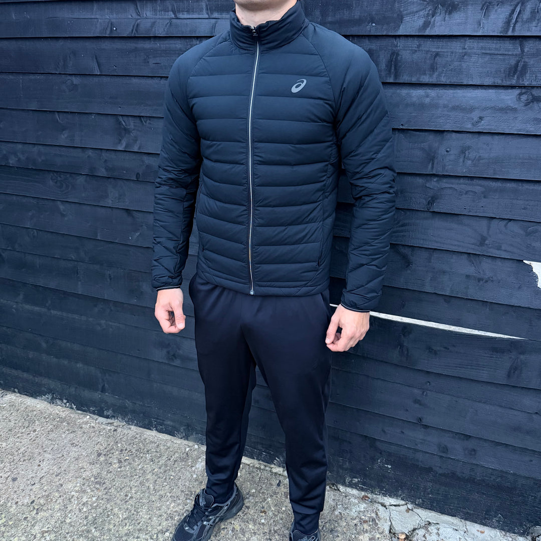 Asics Core Puffer Jacket Black & Black Fleece Knit Pants Set