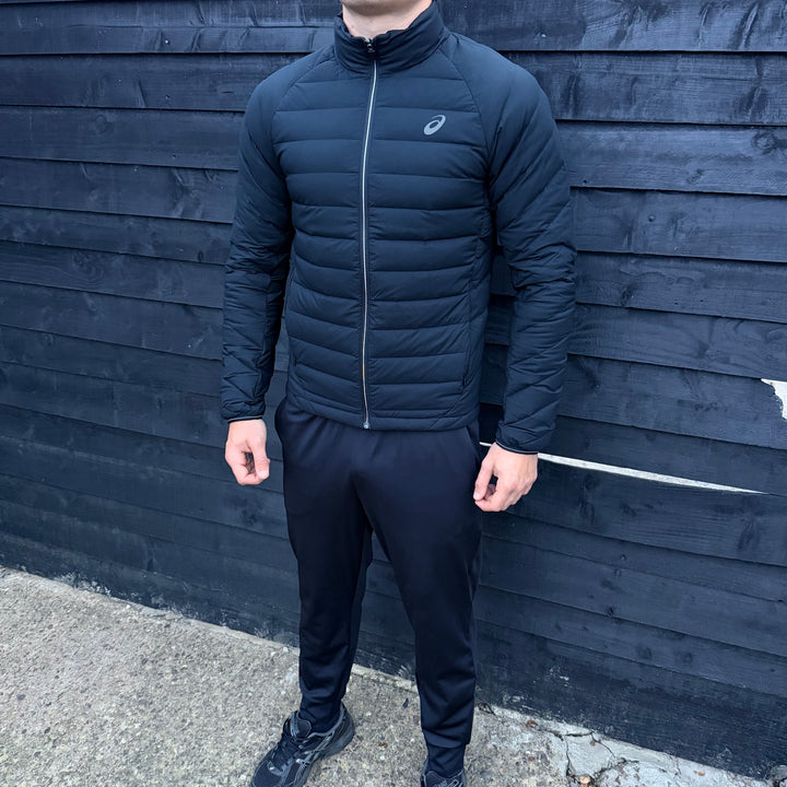 Asics Core Puffer Jacket Black & Black Fleece Knit Pants Set